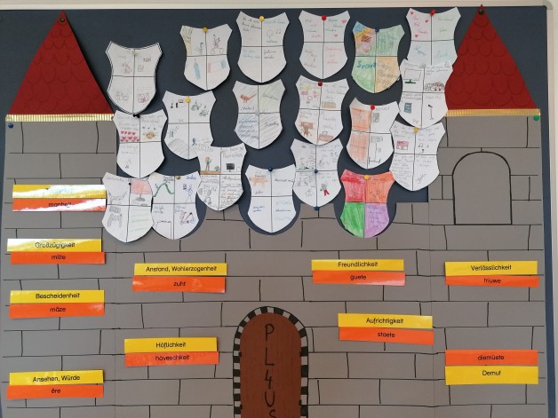 PL4US Burg mit unseren Wappen und Tugenden